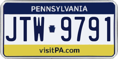PA license plate JTW9791