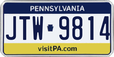 PA license plate JTW9814