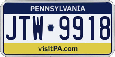PA license plate JTW9918