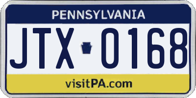 PA license plate JTX0168