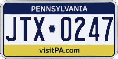 PA license plate JTX0247