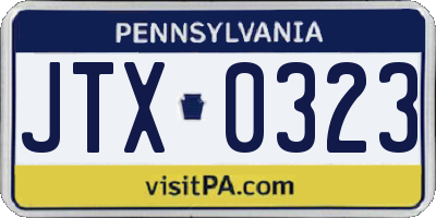 PA license plate JTX0323