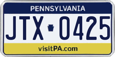 PA license plate JTX0425
