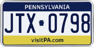 PA license plate JTX0798