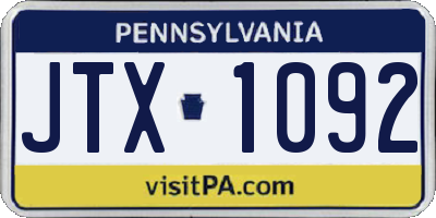 PA license plate JTX1092
