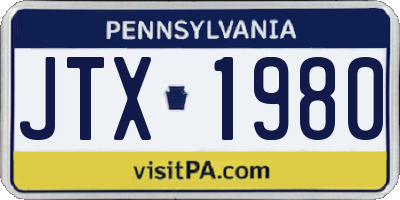 PA license plate JTX1980