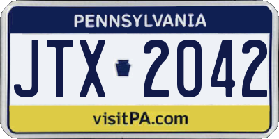 PA license plate JTX2042
