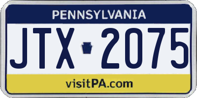 PA license plate JTX2075