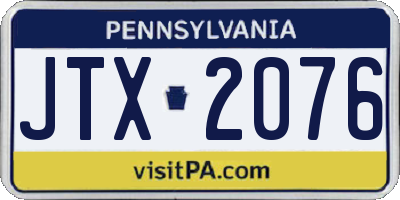 PA license plate JTX2076