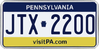 PA license plate JTX2200