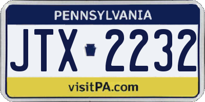 PA license plate JTX2232