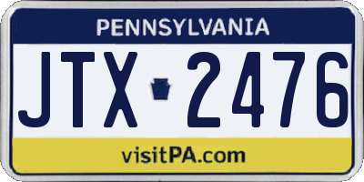 PA license plate JTX2476