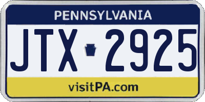 PA license plate JTX2925