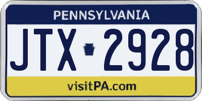 PA license plate JTX2928