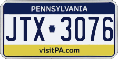 PA license plate JTX3076