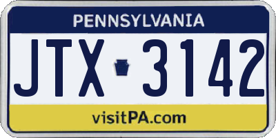 PA license plate JTX3142