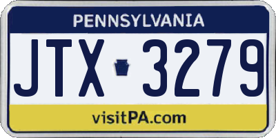 PA license plate JTX3279
