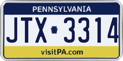 PA license plate JTX3314