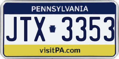 PA license plate JTX3353