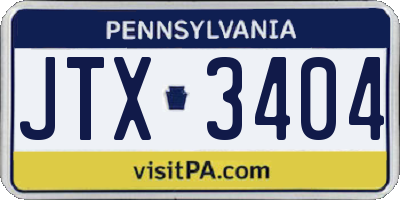 PA license plate JTX3404