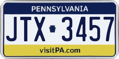 PA license plate JTX3457