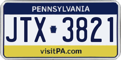 PA license plate JTX3821