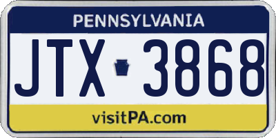 PA license plate JTX3868