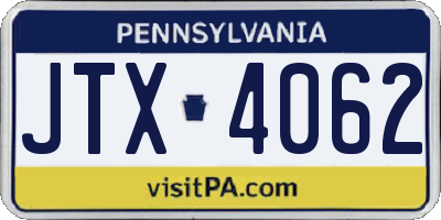 PA license plate JTX4062