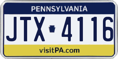 PA license plate JTX4116