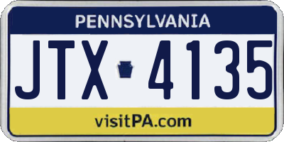 PA license plate JTX4135