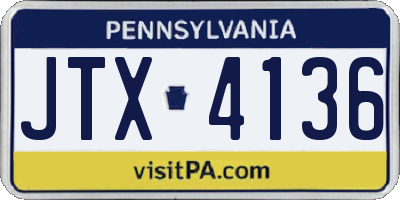 PA license plate JTX4136