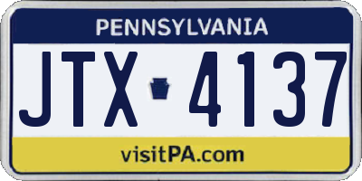 PA license plate JTX4137