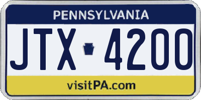 PA license plate JTX4200