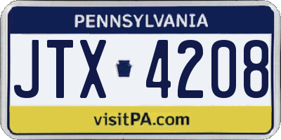 PA license plate JTX4208