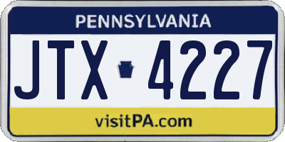 PA license plate JTX4227