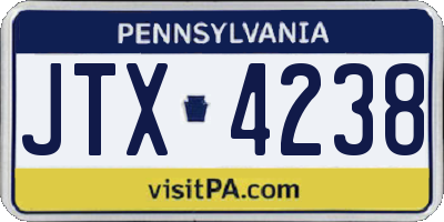 PA license plate JTX4238