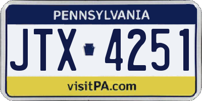 PA license plate JTX4251