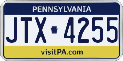 PA license plate JTX4255