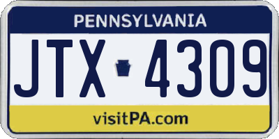PA license plate JTX4309