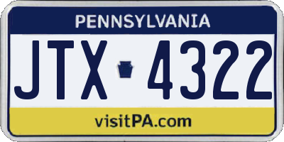 PA license plate JTX4322