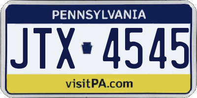PA license plate JTX4545