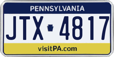 PA license plate JTX4817