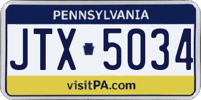 PA license plate JTX5034