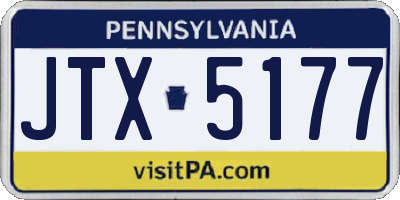 PA license plate JTX5177