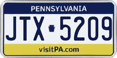 PA license plate JTX5209