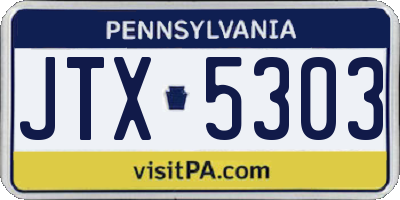 PA license plate JTX5303