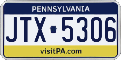 PA license plate JTX5306