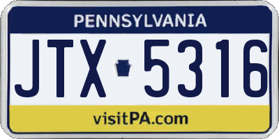 PA license plate JTX5316