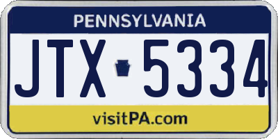 PA license plate JTX5334