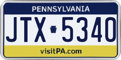 PA license plate JTX5340